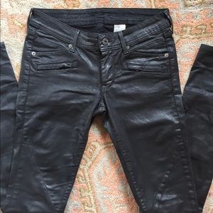 H&M Black Coated Biker Pants